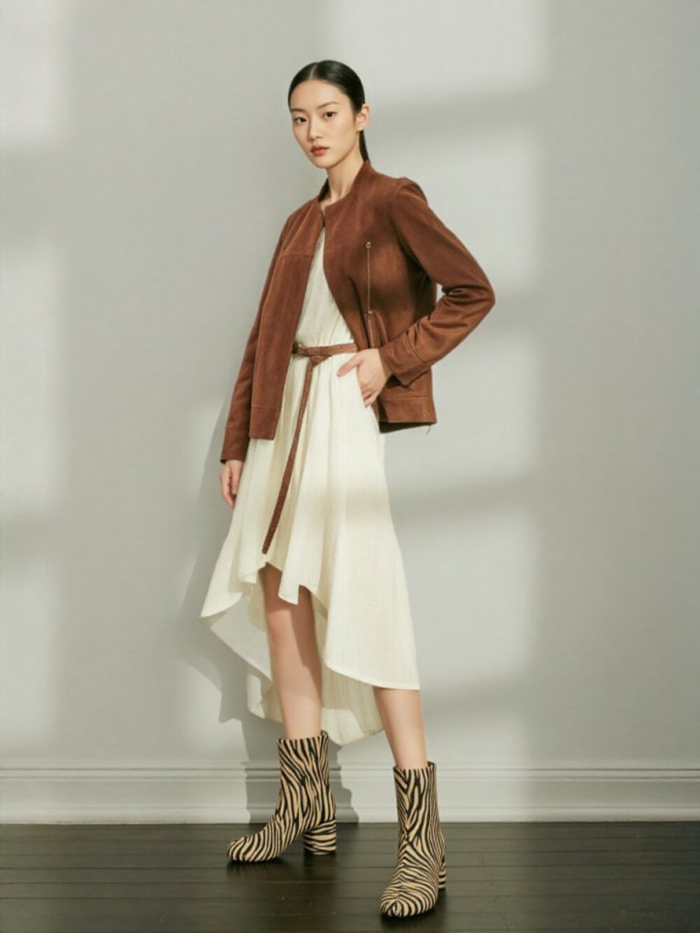 RAYE Tan and Black Zebra Print Ankle Boots